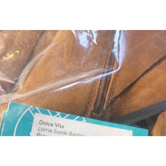 Dolce Vita Lorrie Boots 9 NWT Suede Ankle Booties Tan Brown Suede Heel Wrap - Picture 6 of 7
